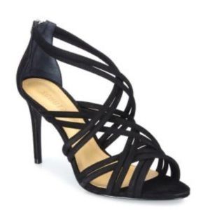 Schutz Glassy Strappy Suede Sandals Black 6.5 NEW